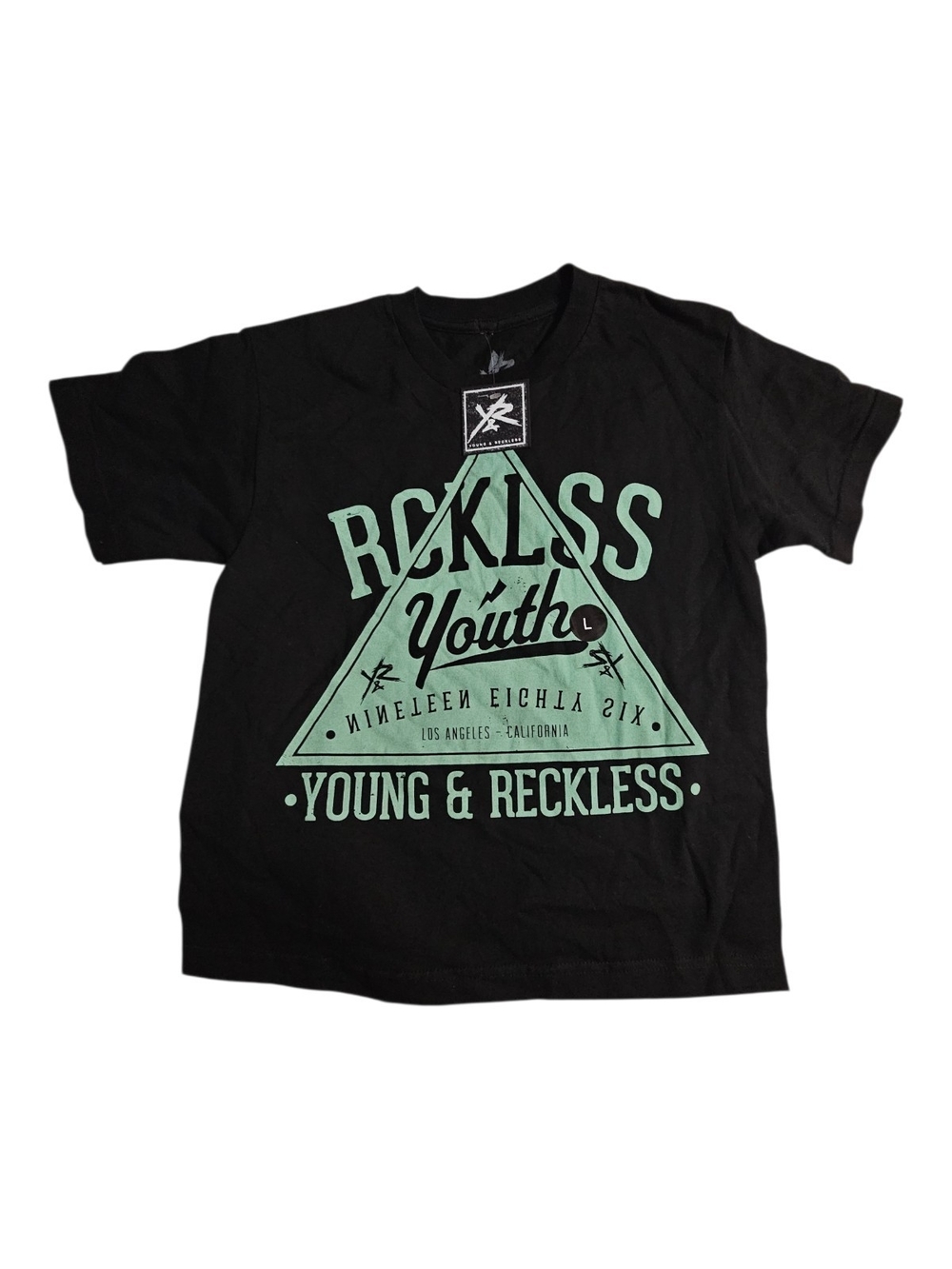 Young & Reckless Black Tee with Mint Triangle Graphic